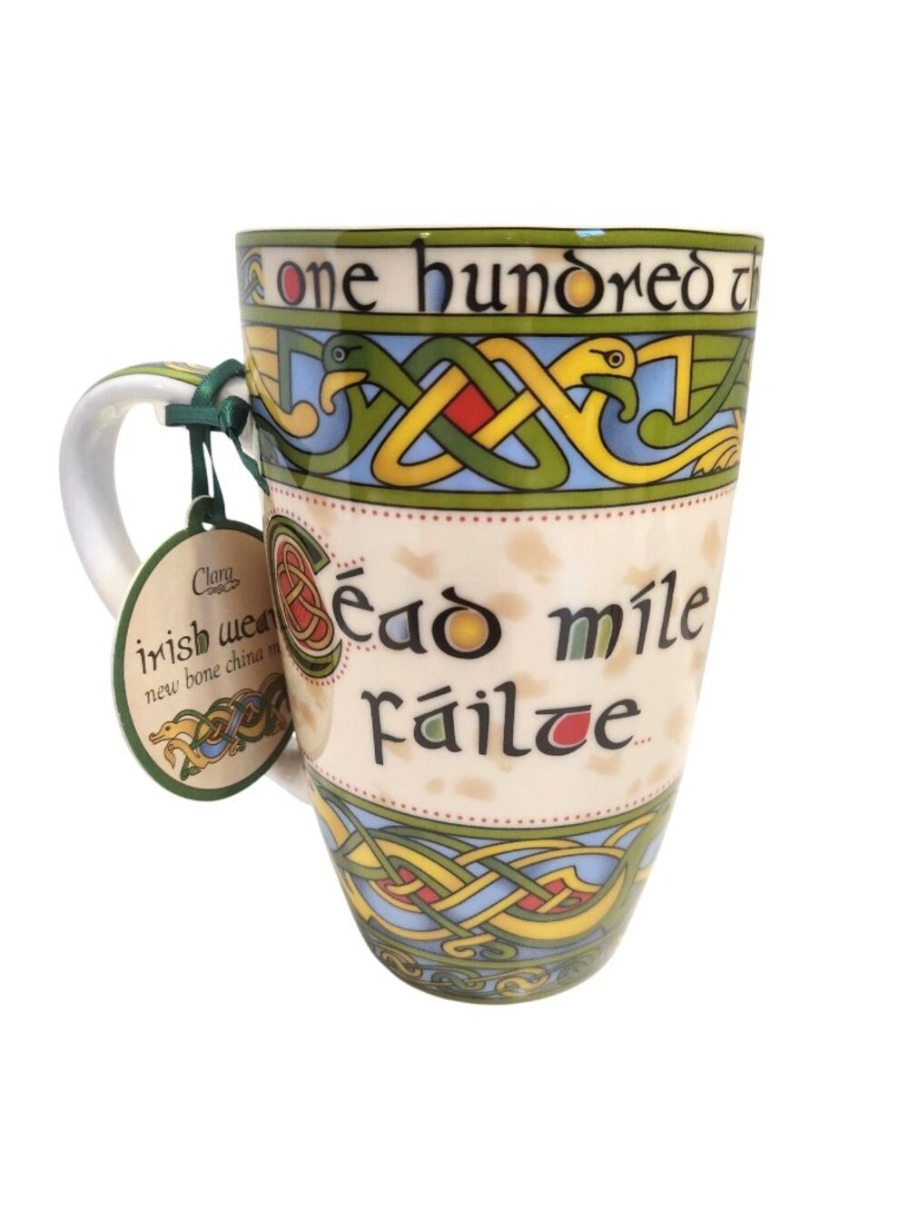 Clara Irish Weave Bone China Mug Celtic Design & "Céad Míle Fáilte" Greeting